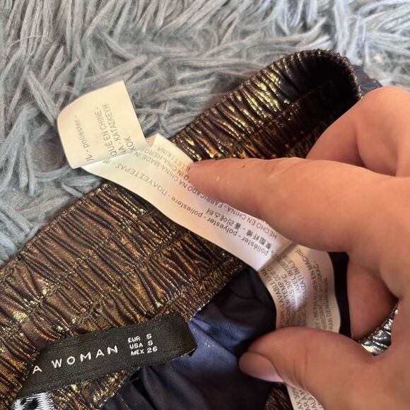 Zara Metallic Balloon Style Pull On Pants Size S - Picture 4 of 7